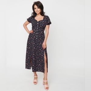 Unique Vintage Black & Heart Print Wild Hearts Run Free Midi Dress